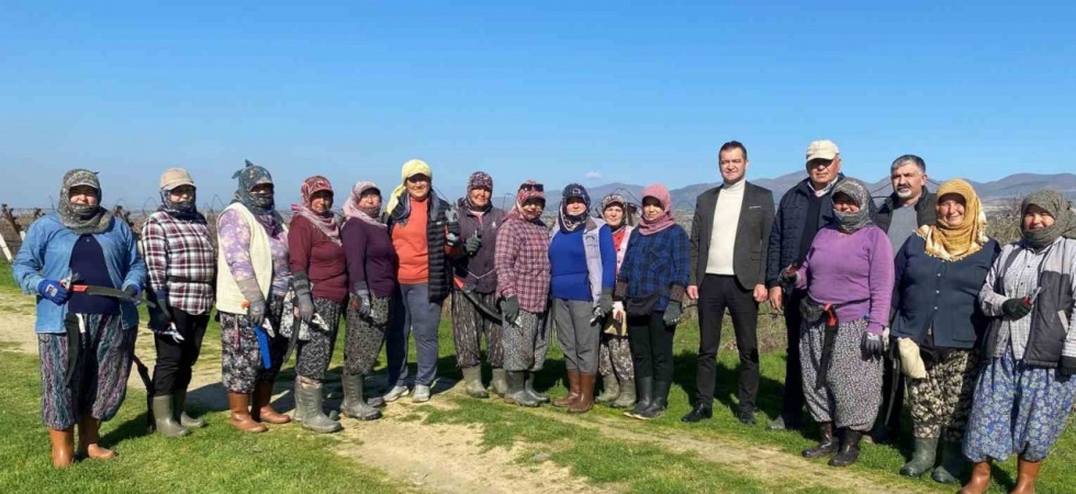 Erkeklerin işi olarak bilinen bağ budama işine kadın eli değdi